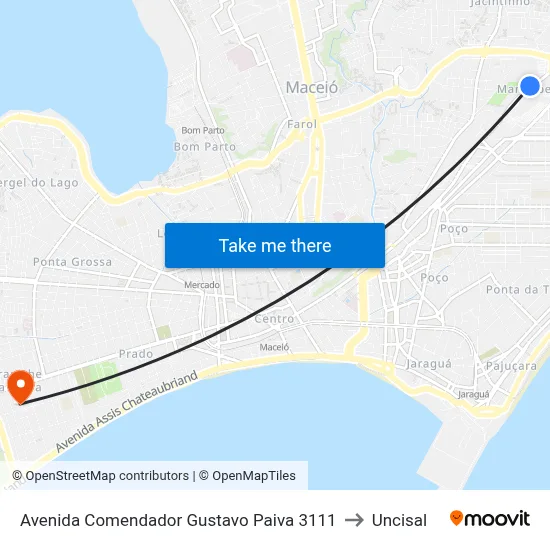 Avenida Comendador Gustavo Paiva 3111 to Uncisal map