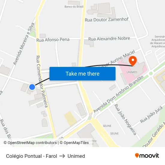 Colégio Pontual - Farol to Unimed map