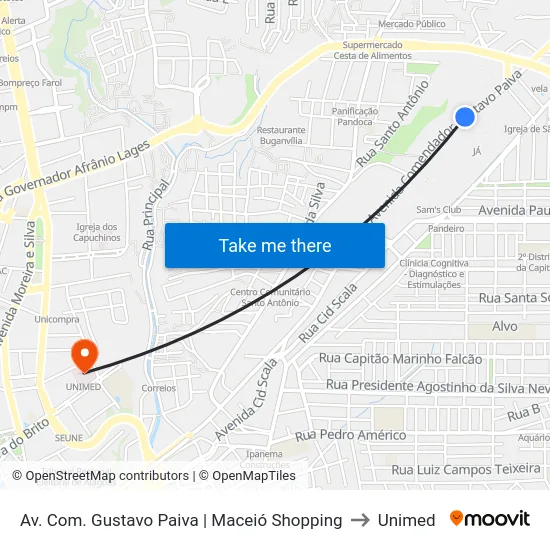 Av. Com. Gustavo Paiva | Maceió Shopping to Unimed map