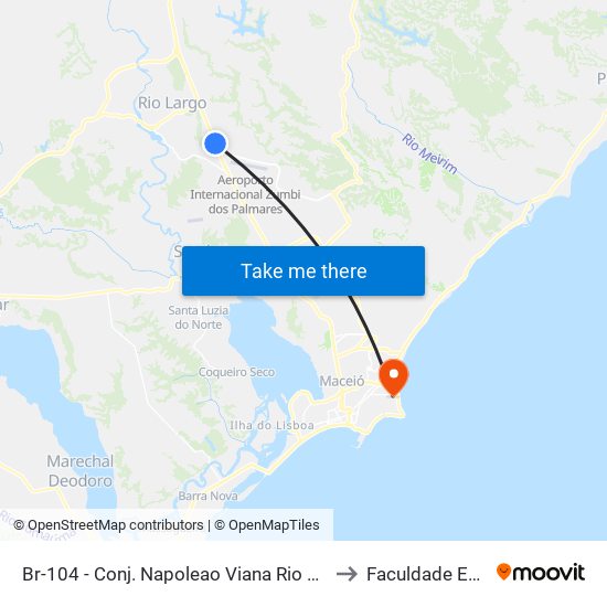 Br-104 - Conj. Napoleao Viana Rio Largo - Al 57100-000 Brasil to Faculdade Estácio De Sá map