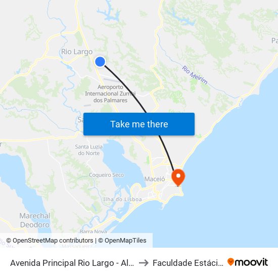 Avenida Principal Rio Largo - Alagoas Brasil to Faculdade Estácio De Sá map