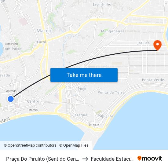 Praça Do Pirulito (Sentido Centro/Praias) to Faculdade Estácio De Sá map