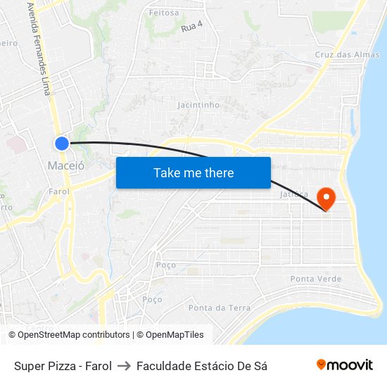 Super Pizza - Farol to Faculdade Estácio De Sá map