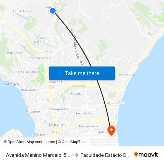 Avenida Menino Marcelo, 5148 to Faculdade Estácio De Sá map