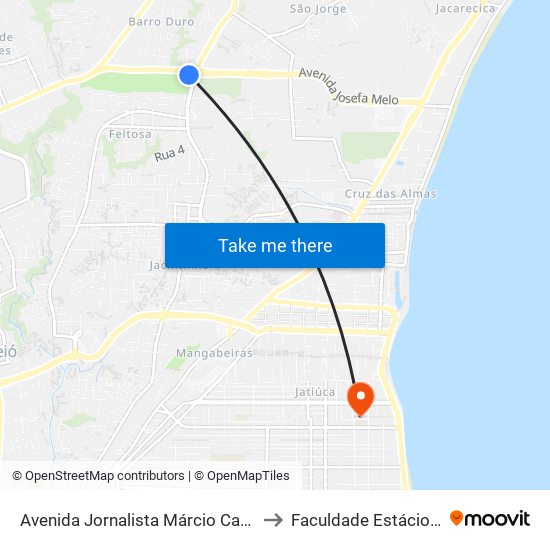 Avenida Jornalista Márcio Canuto, 851 to Faculdade Estácio De Sá map