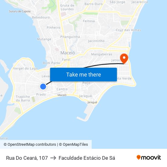 Rua Do Ceará, 107 to Faculdade Estácio De Sá map