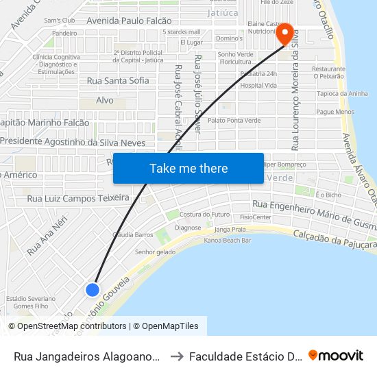 Rua Jangadeiros Alagoanos, 844 to Faculdade Estácio De Sá map