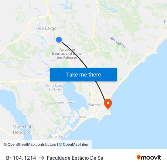 Br-104, 1214 to Faculdade Estácio De Sá map