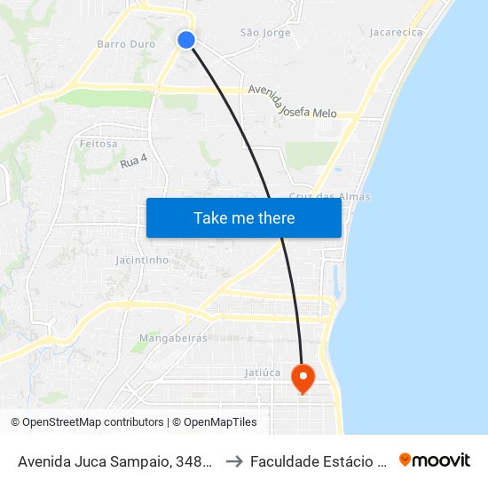 Avenida Juca Sampaio, 3484-3578 to Faculdade Estácio De Sá map