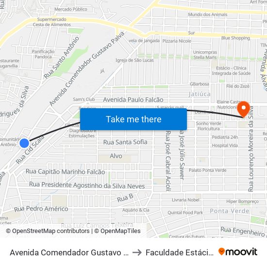 Avenida Comendador Gustavo Paiva, 2017 to Faculdade Estácio De Sá map