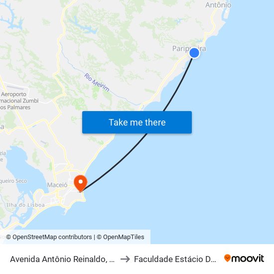 Avenida Antônio Reinaldo, 377 to Faculdade Estácio De Sá map