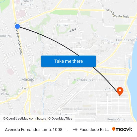 Avenida Fernandes Lima, 1008 | Ponto Metropolitano to Faculdade Estácio De Sá map