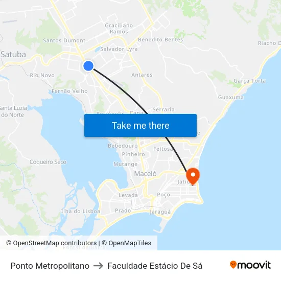 Ponto Metropolitano to Faculdade Estácio De Sá map