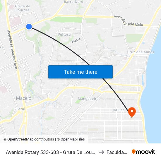 Avenida Rotary 533-603 - Gruta De Lourdes Maceió - Al 57052-480 República Federativa Do Brasil to Faculdade Estácio De Sá map