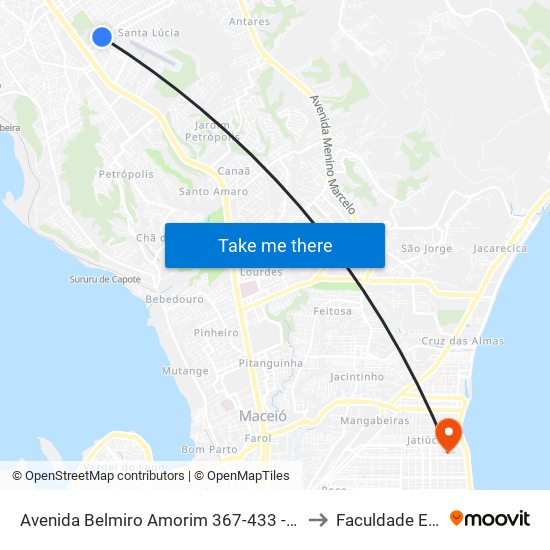 Avenida Belmiro Amorim 367-433 - Santa Lúcia Maceió - Al Brasil to Faculdade Estácio De Sá map