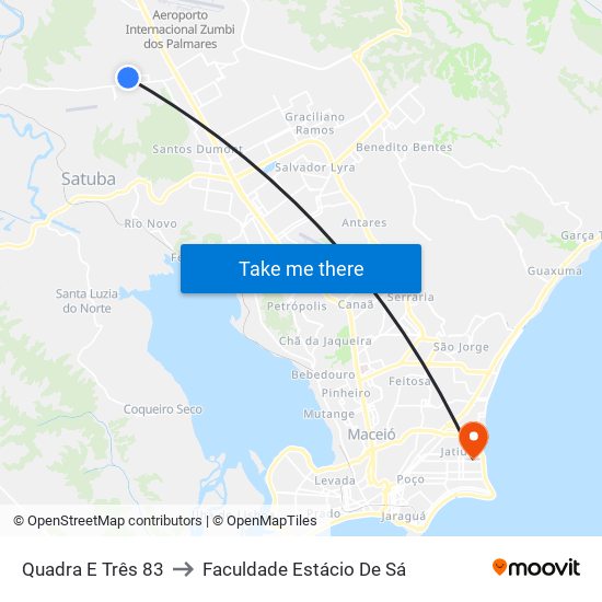 Quadra E Três 83 to Faculdade Estácio De Sá map