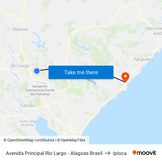 Avenida Principal Rio Largo - Alagoas Brasil to Ipioca map