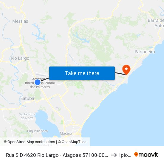 Rua S D 4620 Rio Largo - Alagoas 57100-000 Brasil to Ipioca map