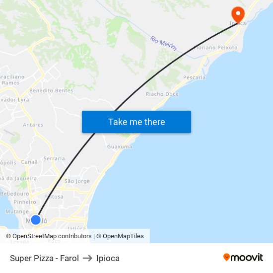 Super Pizza - Farol to Ipioca map