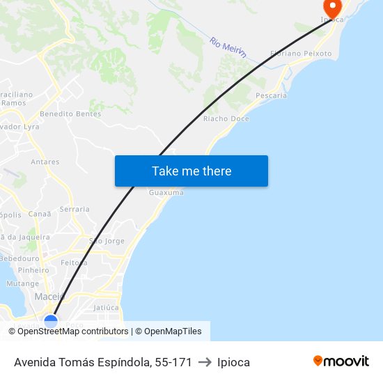 Avenida Tomás Espíndola, 55-171 to Ipioca map