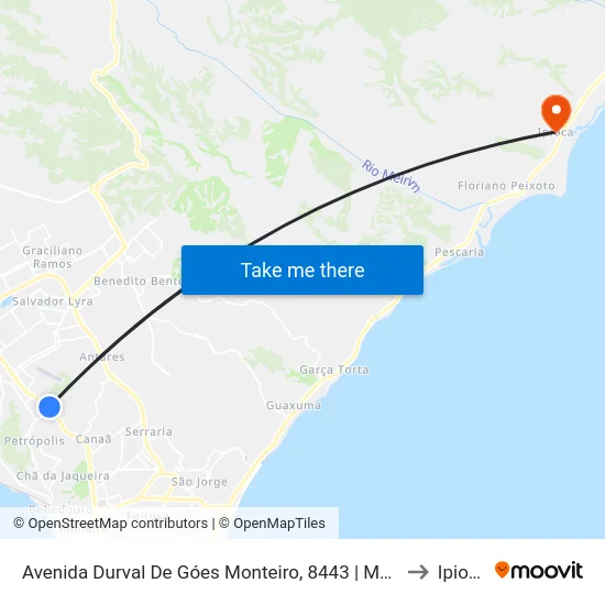 Avenida Durval De Góes Monteiro, 8443 | Makro to Ipioca map