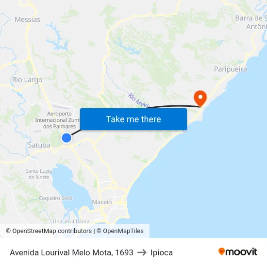 Avenida Lourival Melo Mota, 1693 to Ipioca map