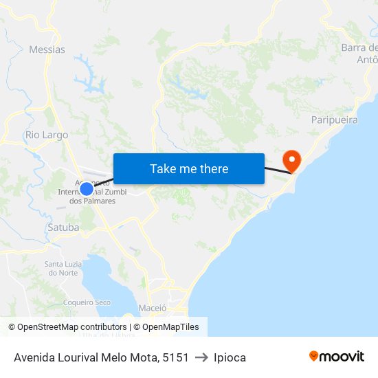 Avenida Lourival Melo Mota, 5151 to Ipioca map