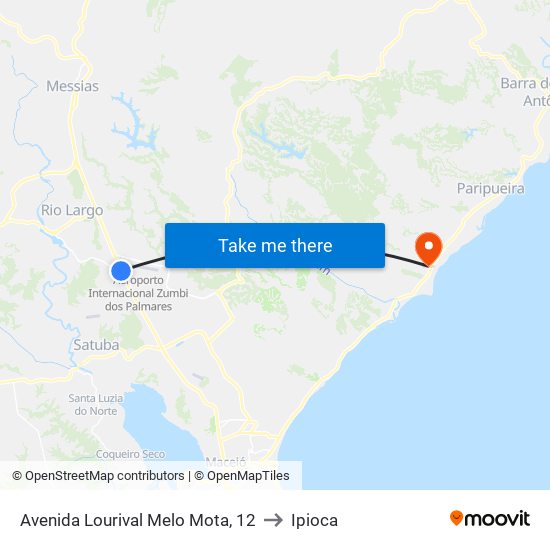 Avenida Lourival Melo Mota, 12 to Ipioca map