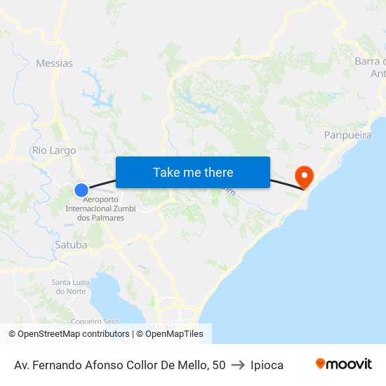 Av. Fernando Afonso Collor De Mello, 50 to Ipioca map
