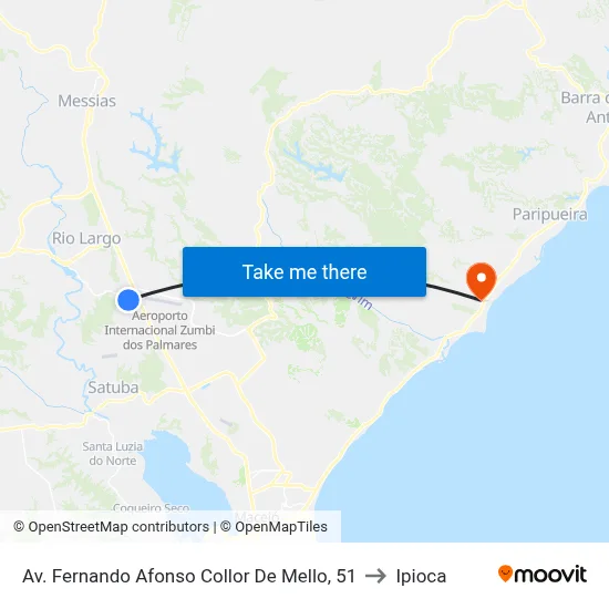 Av. Fernando Afonso Collor De Mello, 51 to Ipioca map