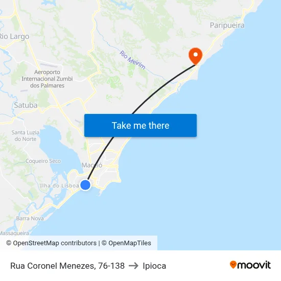 Rua Coronel Menezes, 76-138 to Ipioca map