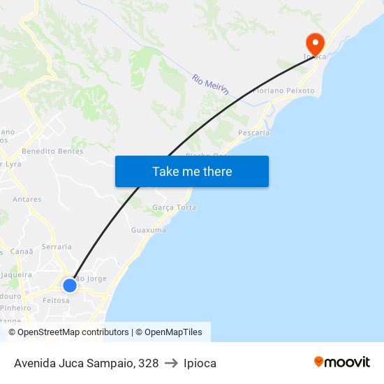 Avenida Juca Sampaio, 328 to Ipioca map
