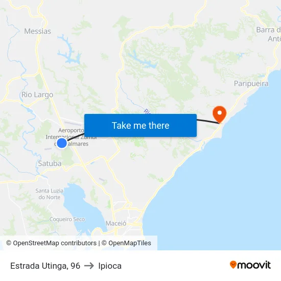 Estrada Utinga, 96 to Ipioca map