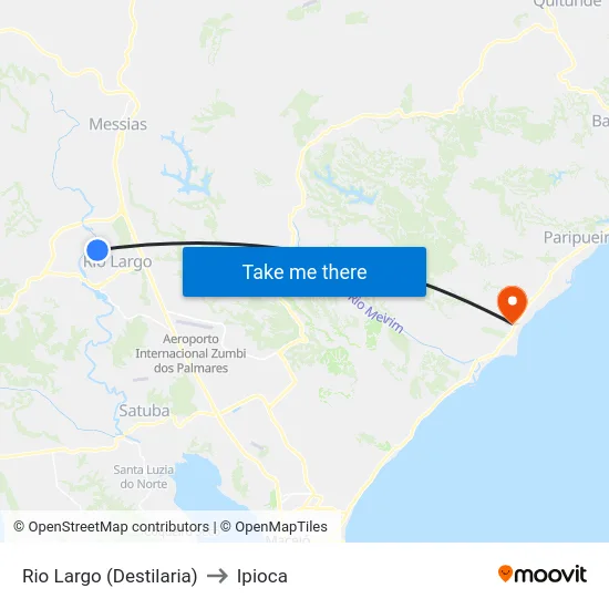 Rio Largo (Destilaria) to Ipioca map