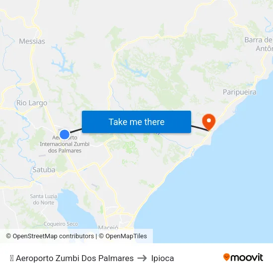 ✈️ Aeroporto Zumbi Dos Palmares to Ipioca map