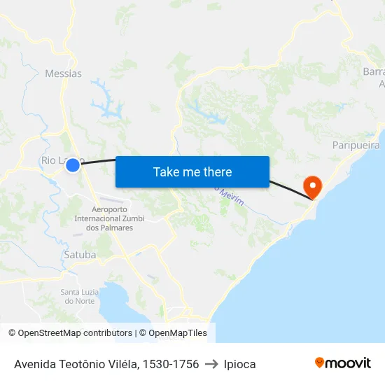 Avenida Teotônio Viléla, 1530-1756 to Ipioca map