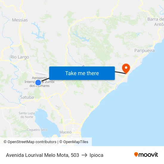 Avenida Lourival Melo Mota, 503 to Ipioca map