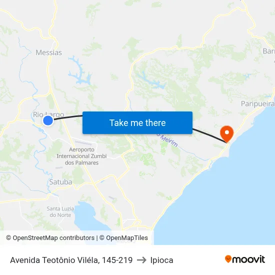 Avenida Teotônio Viléla, 145-219 to Ipioca map