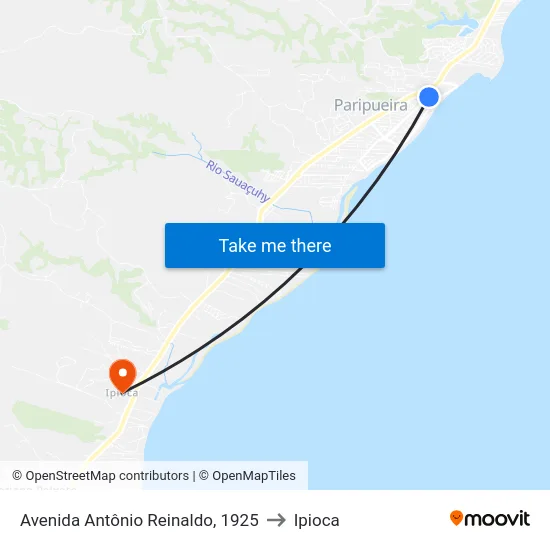 Avenida Antônio Reinaldo, 1925 to Ipioca map