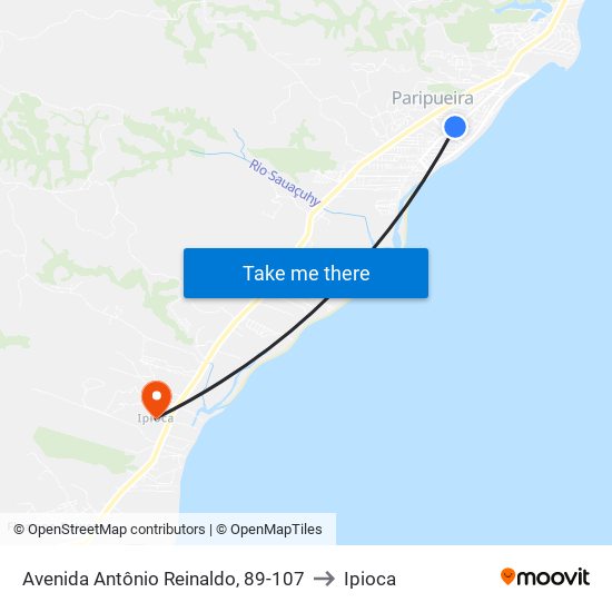 Avenida Antônio Reinaldo, 89-107 to Ipioca map