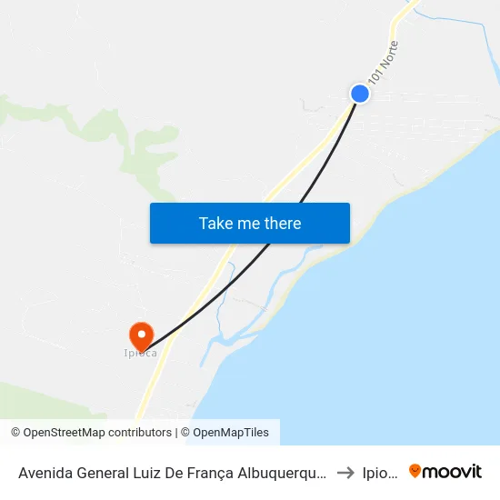 Avenida General Luiz De França Albuquerque, 01 to Ipioca map