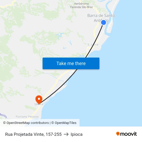 Rua Projetada Vinte, 157-255 to Ipioca map