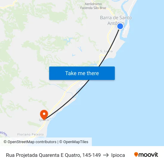 Rua Projetada Quarenta E Quatro, 145-149 to Ipioca map