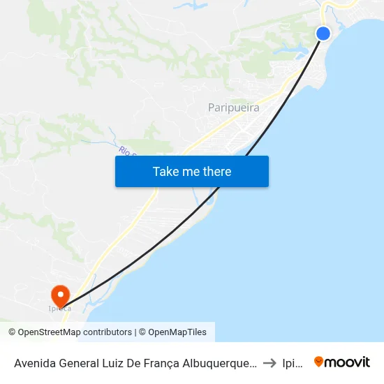 Avenida General Luiz De França Albuquerque, 5734-5856 to Ipioca map