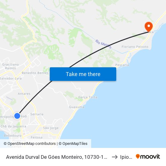 Avenida Durval De Góes Monteiro, 10730-11356 to Ipioca map