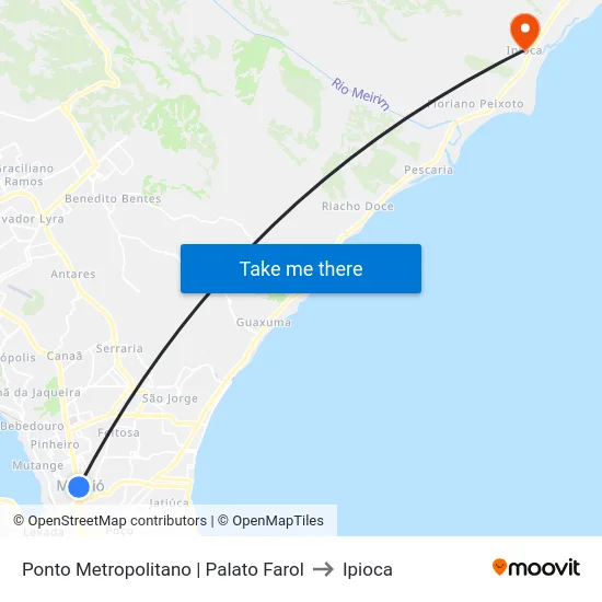 Ponto Metropolitano | Palato Farol to Ipioca map