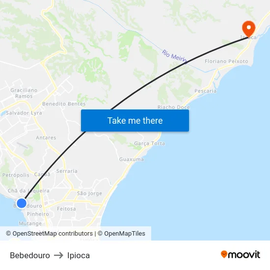 Bebedouro to Ipioca map