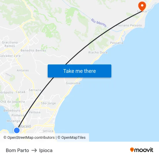 Bom Parto to Ipioca map