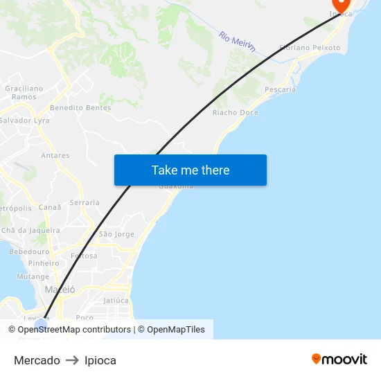 Mercado to Ipioca map
