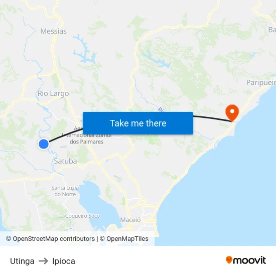 Utinga to Ipioca map